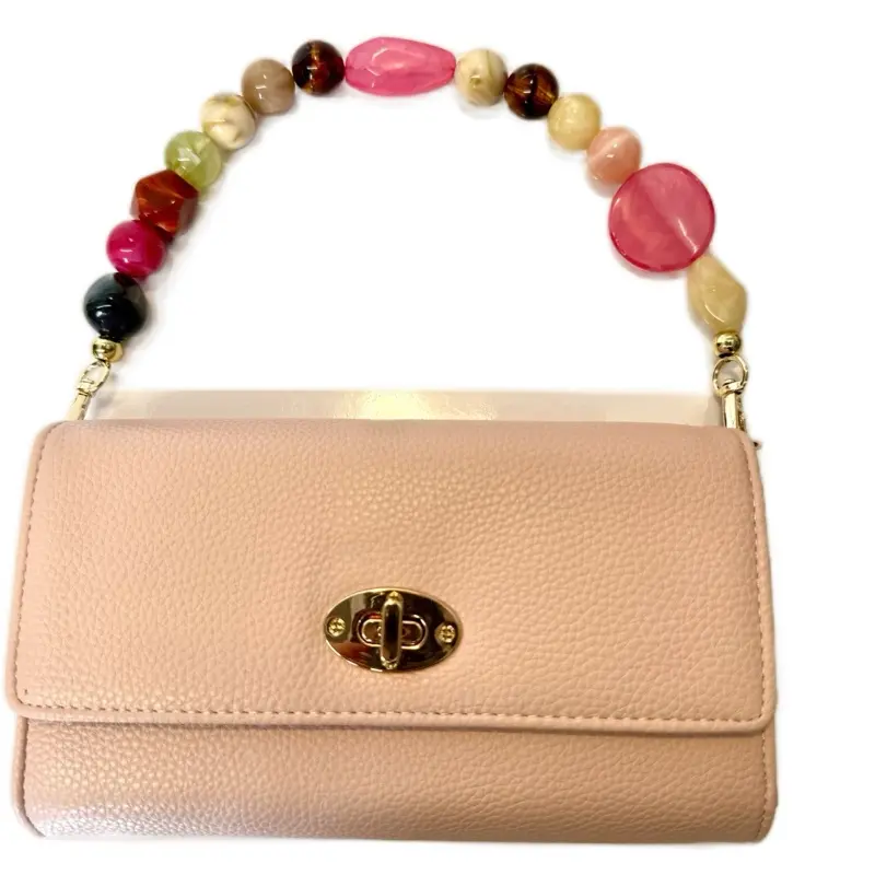 Chic Small Handbag with Short Beaded Strap & Detachable Slim Body Strap for Women