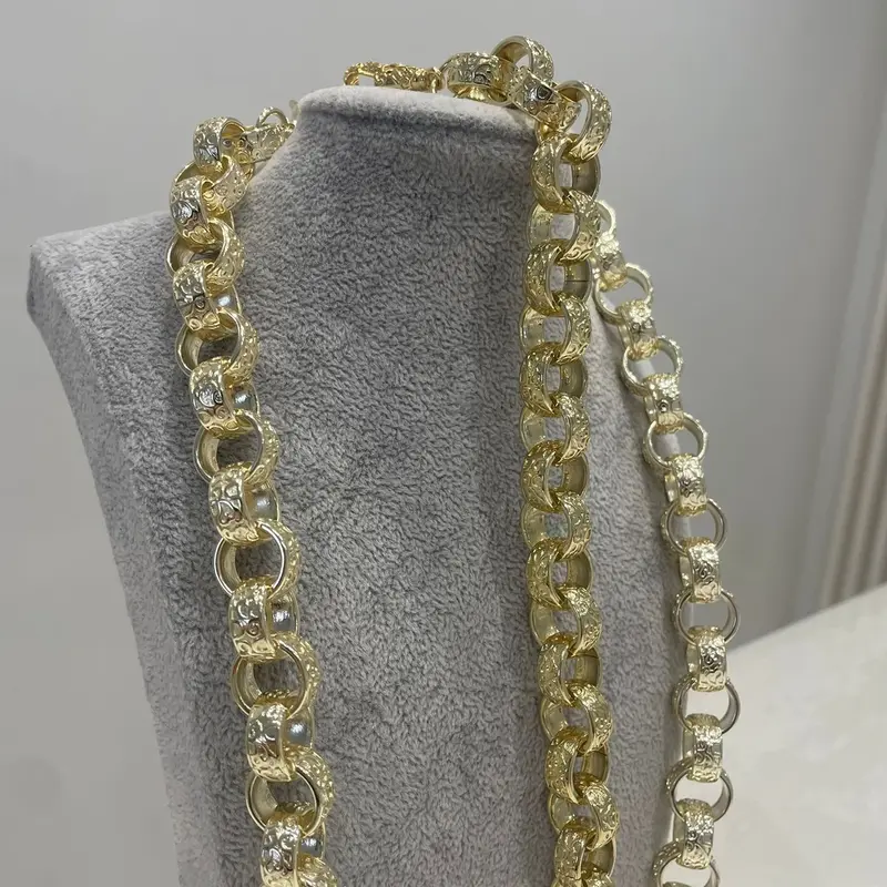 Belcher Ornate XXXL Belcher Necklace Bracelet 14k gold plated 15mm thick 24inch 6