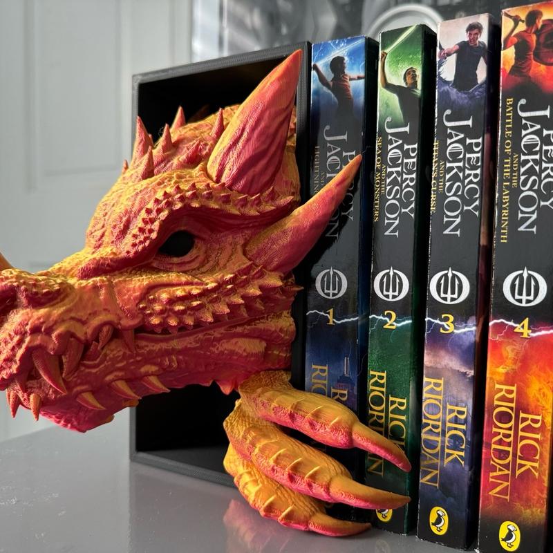 Dragon Book Nook 3D Printed Fantasy Shelf Decor Unique Gift - Ornaments Dragon Book Nook Insert | Magical 3D Effect Bookshelf Decor | ACOTAR Inspired | 3d Printed Decor | Unique Book Display | Bookish Gift Tail 5