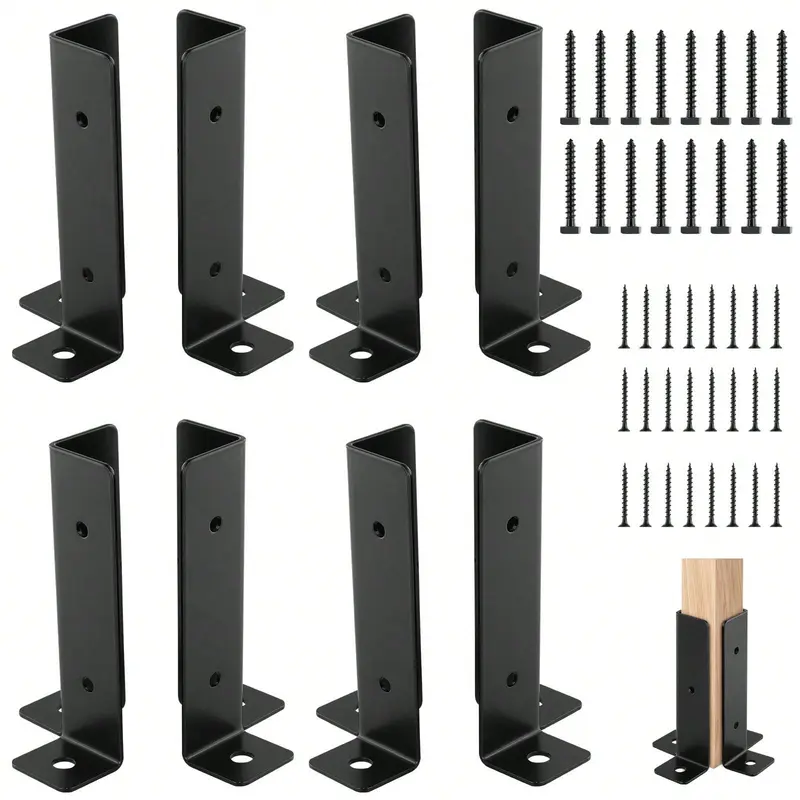 Versatile 8 - Piece Deck Post Anchor Set: Perfect For Multiple Post Sizes, Heavy - Duty Repair Solution 8