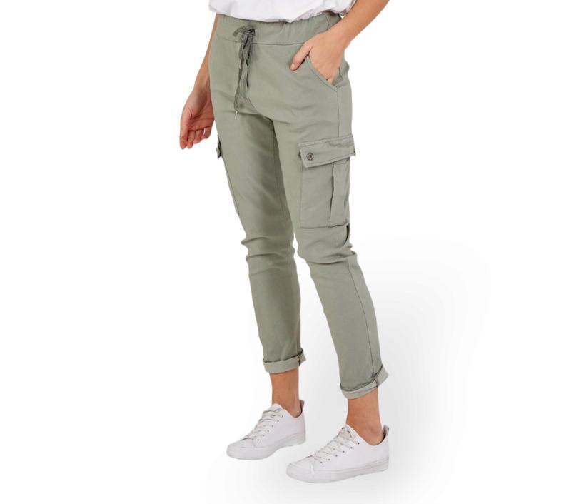 Women's Plain Combat Magic Cargo Stretchy Pants Ladies Italian Utility Pocket Joggers 4