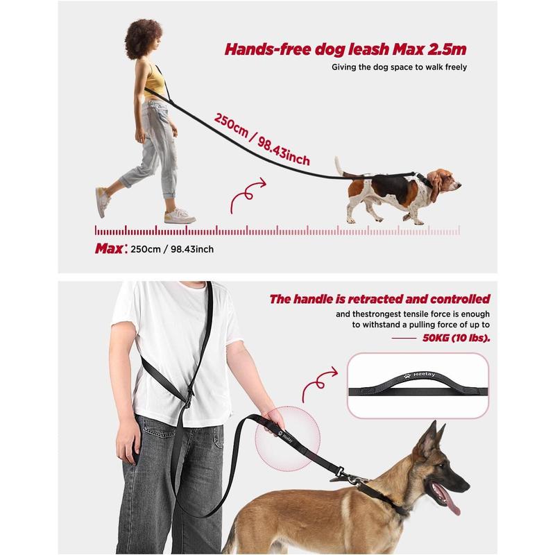 Hands Free Dog Leash, 8.2ft Multifunctional Crossbody Rope with Explosion-Proof Handle and Adjustable Training Hands Free Leash for Small, Medium &amp; Large Dogs Walking, Jogging and Running 1
