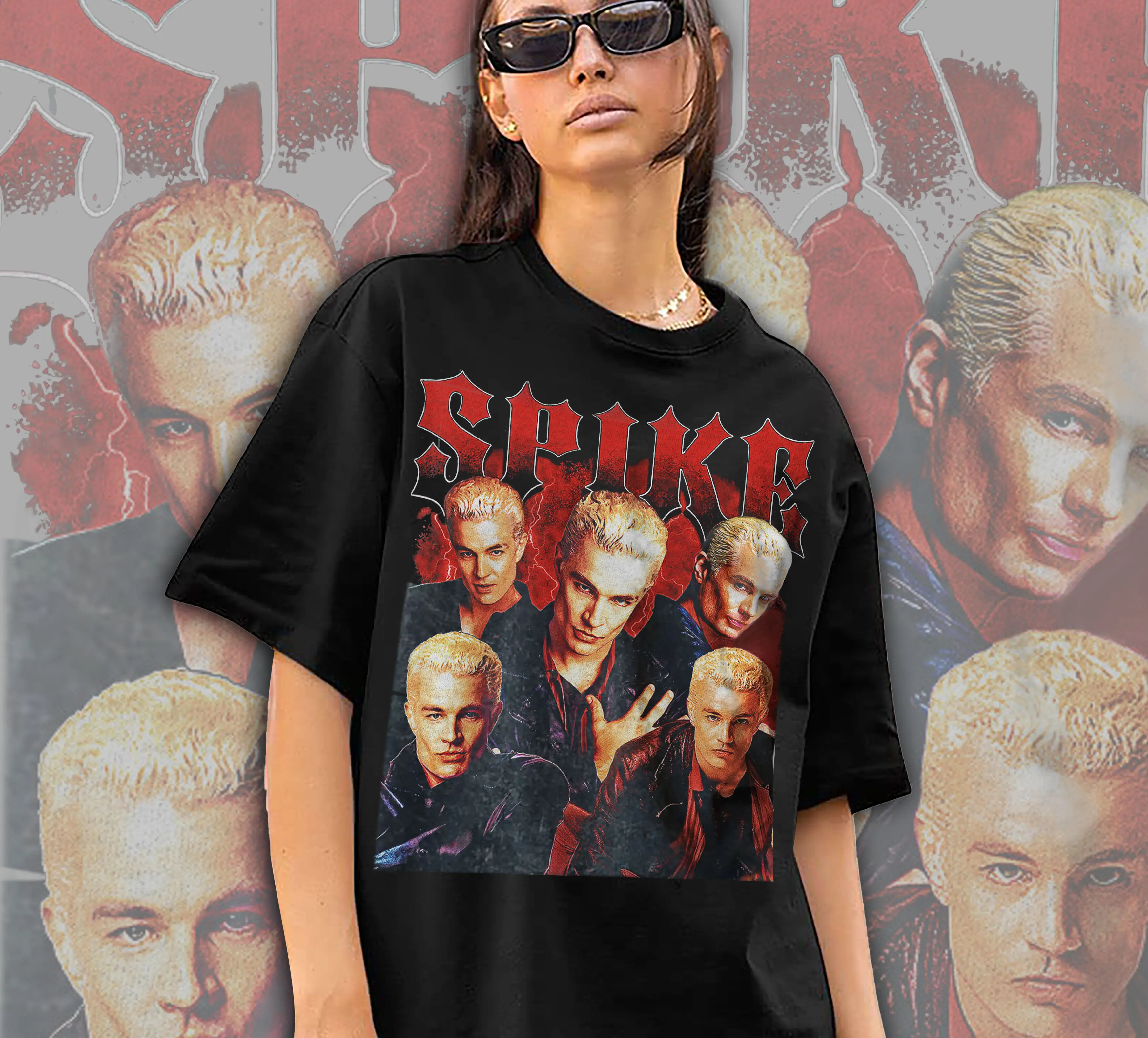 Vintage William "Spike" Pratt T-shirt Buffy The Vampire Slayer Movie Shirt Cotton Menswear