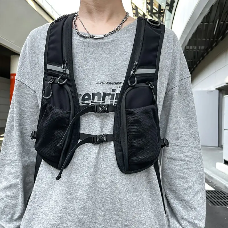 Cycling Running Vest Bag Reflective Hydration Vest Storage Bag Lightweight Backpack - Black 1