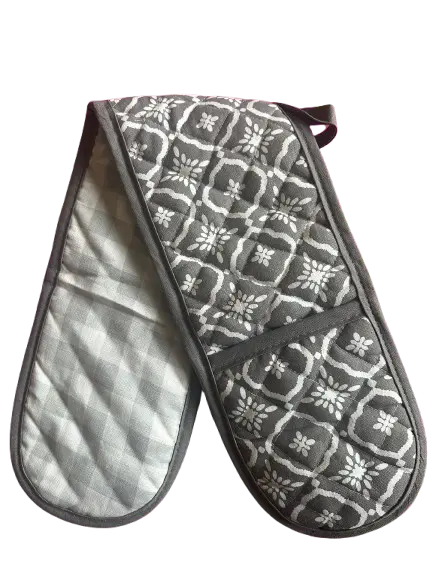 Double Oven Glove Cotton Insulated Kitchen Mitts Heat Resistant Pot Holder Stylish Quilted Design Bakeware 3