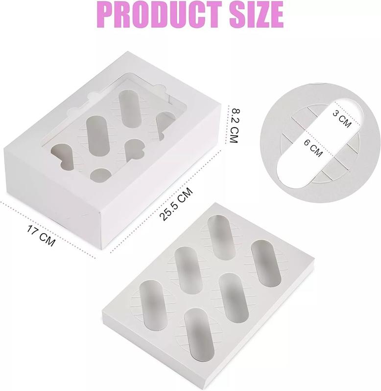 10 x Cupcake Boxes 6 Hole EXTRA DURABLE Cardboard Auto Popup Muffin Boxes Transparent Window 3