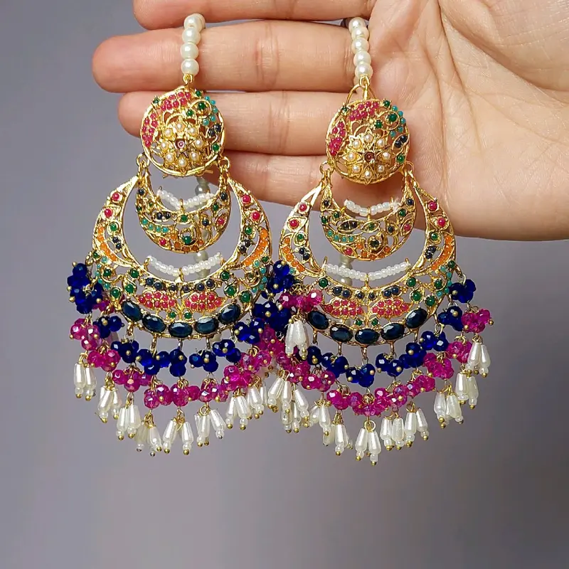 ELAN gold plated nauratan earrings female 2