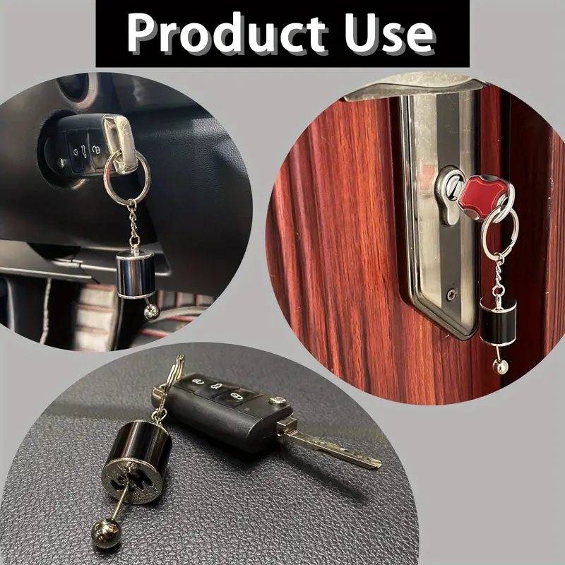 2PCS Crafted Gearbox Shifter Keychain Mini Car Shift Stick Replica, Fashionable Keyring Charm for Auto Enthusiasts, Cool and Durable Accessories in Black 6