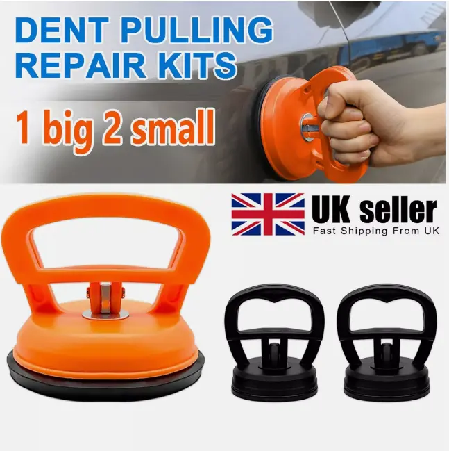 3X Dent Puller Car Body Panel Suction Cup Set Repair Removal Tool Kit - Up to 75kg 1