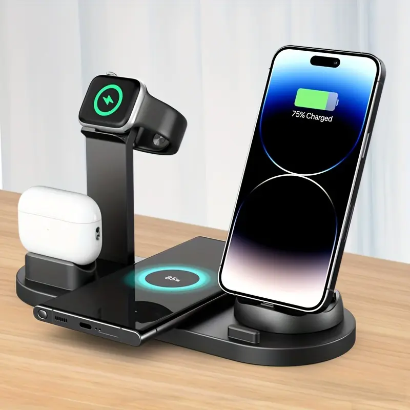 6 In 1 Wireless Charger, 15W Fast Charging, Wireless Charging Station, Wireless Charging For IPhone 16/15/14/13/12/11/XR/X/8/Samsung Series/Android Series, Earphones For AirPods Pro4/3/2/1 Series, Watches For IPhone Watch Ultra/SE/10/9/8/7/6/5/4/3/2 Serie 0