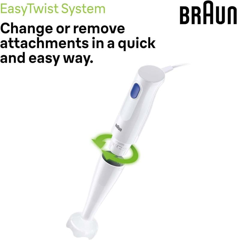 Braun MultiQuick 1 Hand Mixer MQ10.001P, Lightweight Mixer with EasyTwist Technology, One Speed, 450W, White 2