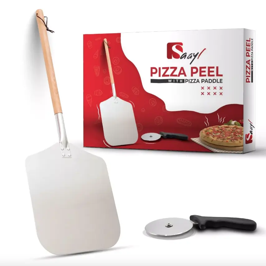 Pizza Peel Aluminium 12x14-inch with Pizza Cutter