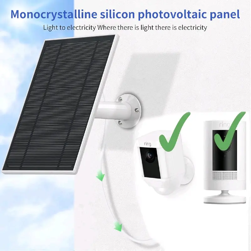 Solar Panel for Ring Camera, 3W Solar Charger Compatible with Ring Spotlight Cam Battery, Stick Up Battery Cam & Spotlight Cam Pro,IP65 Weatherproof, Adjustable Mount for Easy Installation UK STOCK 6