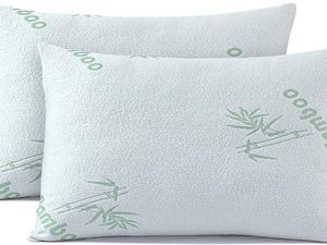 CHILIMILII Memory Foam Bamboo Pillows 2 Pack-Soft Bounce Back Bamboo Pillows-Neck & Shoulder support- 2 Pack Memory Foam Pillows with Bamboo Cover -twin pillowpack