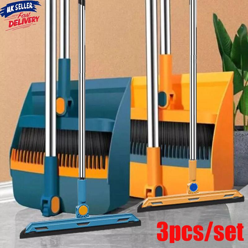 Product Introduction of Long Handled Dustpan and Brush Set Strong Metal Handle Dust Pan & Broom Sweeper Cleaning Collapsible 17