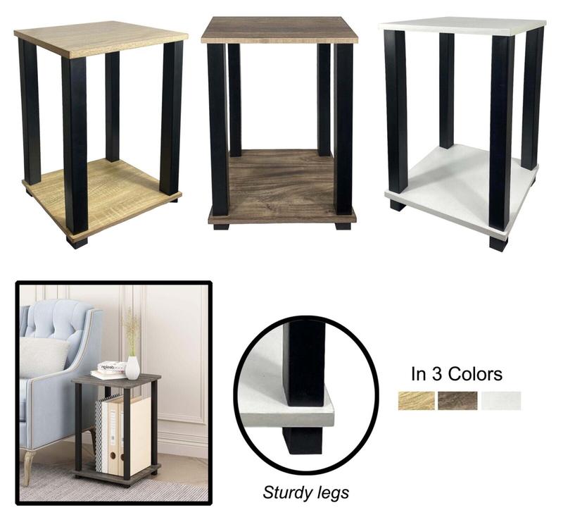 Wooden Top Bedside Side Coffee Table 2 Tier End Table For Bedroom Living room Storage 1