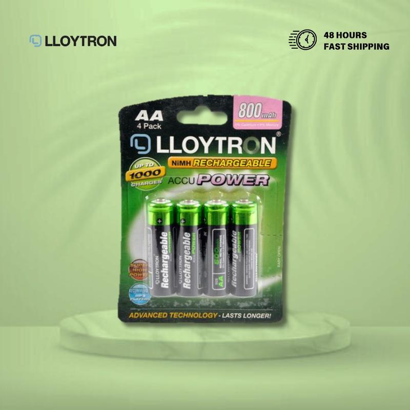 Lloytron AA Rechargeable Batteries 800 mAh NiMH Phone Remote Camera, pack of 4 Accessories 0