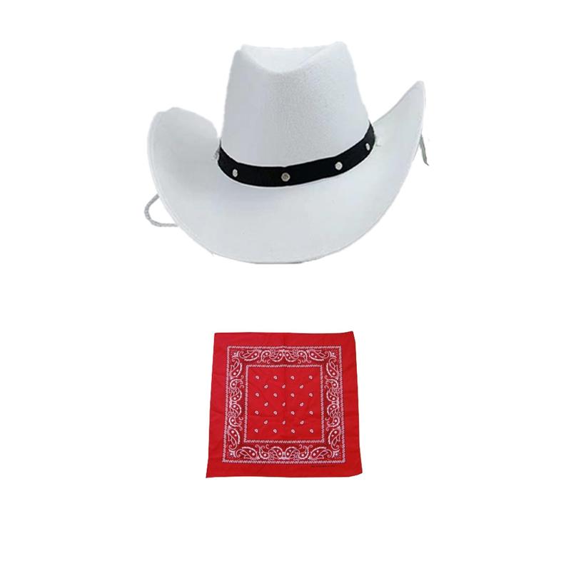 Adult Cowboy Cowgirl Hat & Bandana Wild Western Set 2