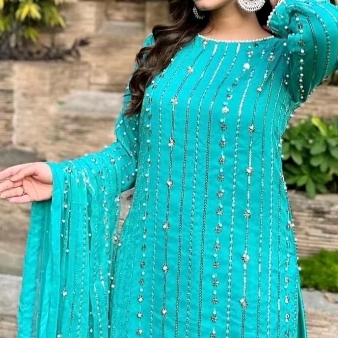 Eid collection  by Hania amir chiffon pearl collection tailor made suits 2
