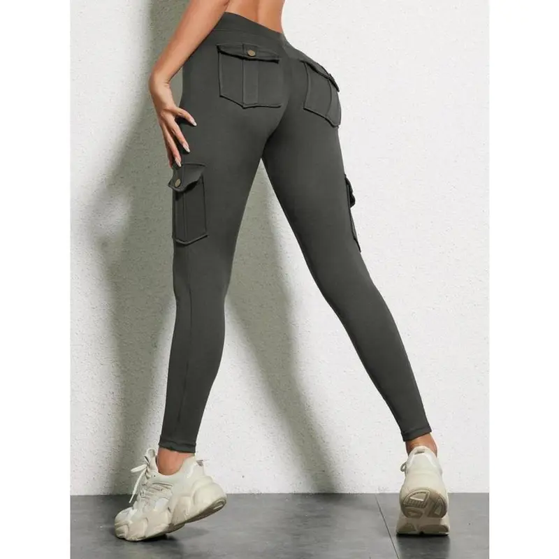 Women's Solid High Waist Pocket Leggings, Casual Comfy Skinny Pants for Workout Running, Women's Trousers Bottoms for Summer Spring Fall, Back To School Trousers, Jeans Leggings for Women, Hide Tummy Outfits Uk, Winter Outfits 2024, Balkan School Outfits 8