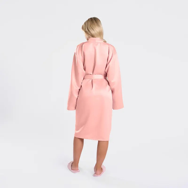 OHS Satin Dressing Gown Womens Soft Luxury Full-Length Robe 5