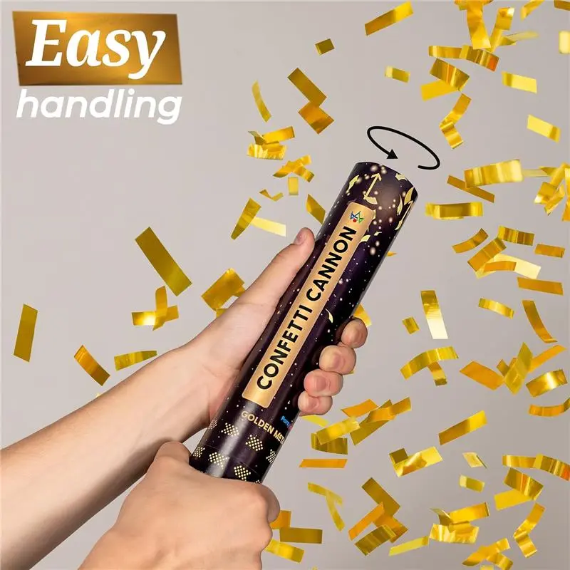 10 Pack Confetti Cannons Gold - Easy & Safe to Use - 30cm Cannon - Gold Foil - Perfect for Weddings, Birthdays, and Graduations - Stream, Burst Burst Stream 5