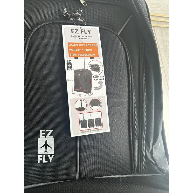 35L Cabin Trolley Bag Travelling Luggage Travel Lightweight Multiple Pocket Bag Holdall Suitcase with Wheels Telescopic Handle Suitable for All Airlines Cabin Size Approved Travel Bag (Black/Grey) 6