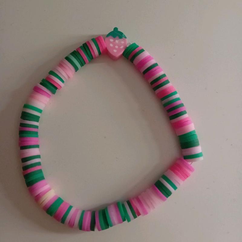 Strawberry Shortcake Beaded Bracelet with Clay Charms for Women 0