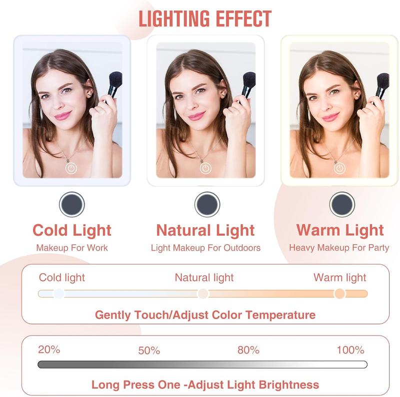 GleamVue Travel Makeup Bag with LED Mirror - Christmas Gift for Women - Suitable for Travel - Detachable Vanity Mirror with Lights - Tri-light Dimmable, Makeup Case with Adjustable Dividers and Brush Holder - Cosmetic Organizer Storage Box 6