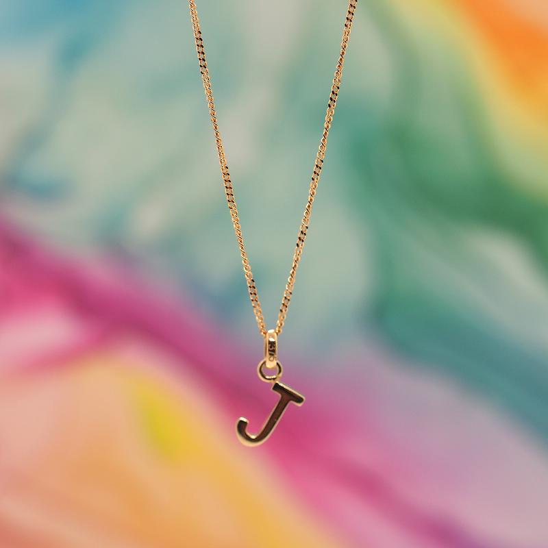 Yellow Gold Initial Pendants on 16" Chains - Personalised Selection Available 1