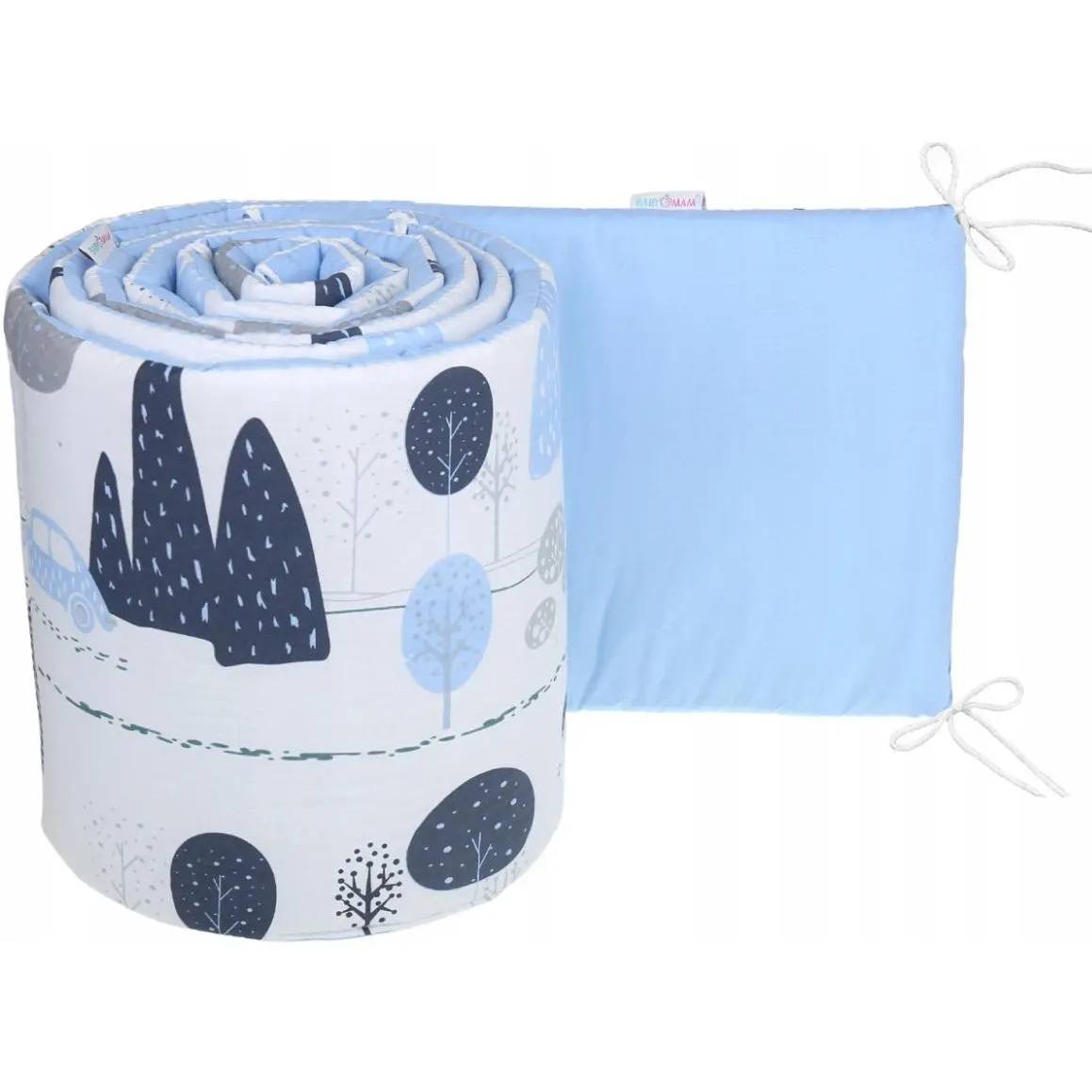 Padded Bumper 180cm fit Cot 120x60cm 100% Cotton Baby Nursery Bedding Bed Retro Cars/Blue