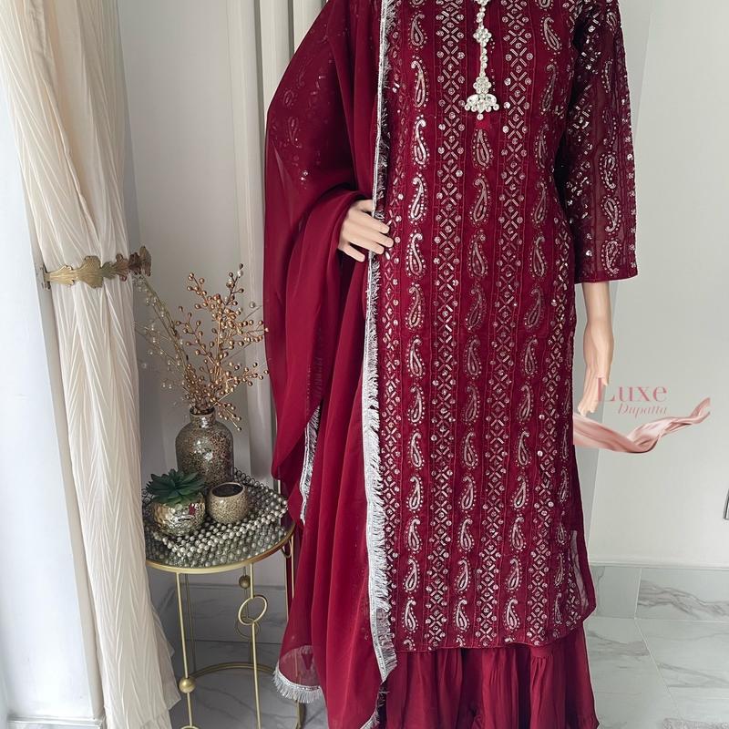 Chiffon embroidered suit 2