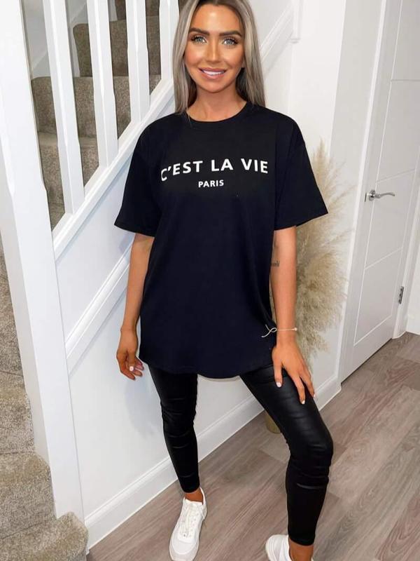 Product Introduction of H.O.A Women's Ladies C'esta La Vie Oversized T-Shirt Top 3