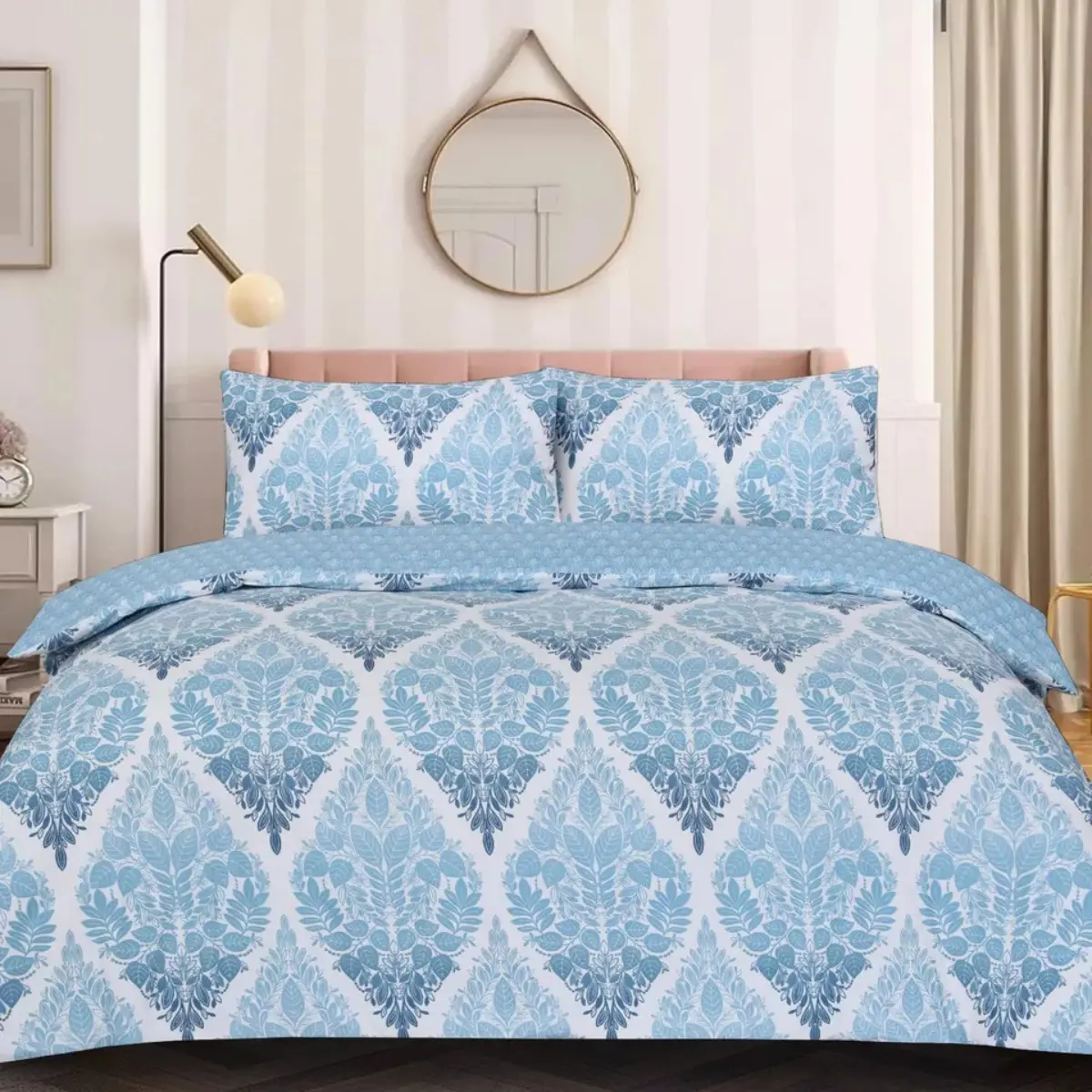 4 Piece Complete Bedding Set Duvet Cover Rich Cotton Fitted Sheet & Pillow cases