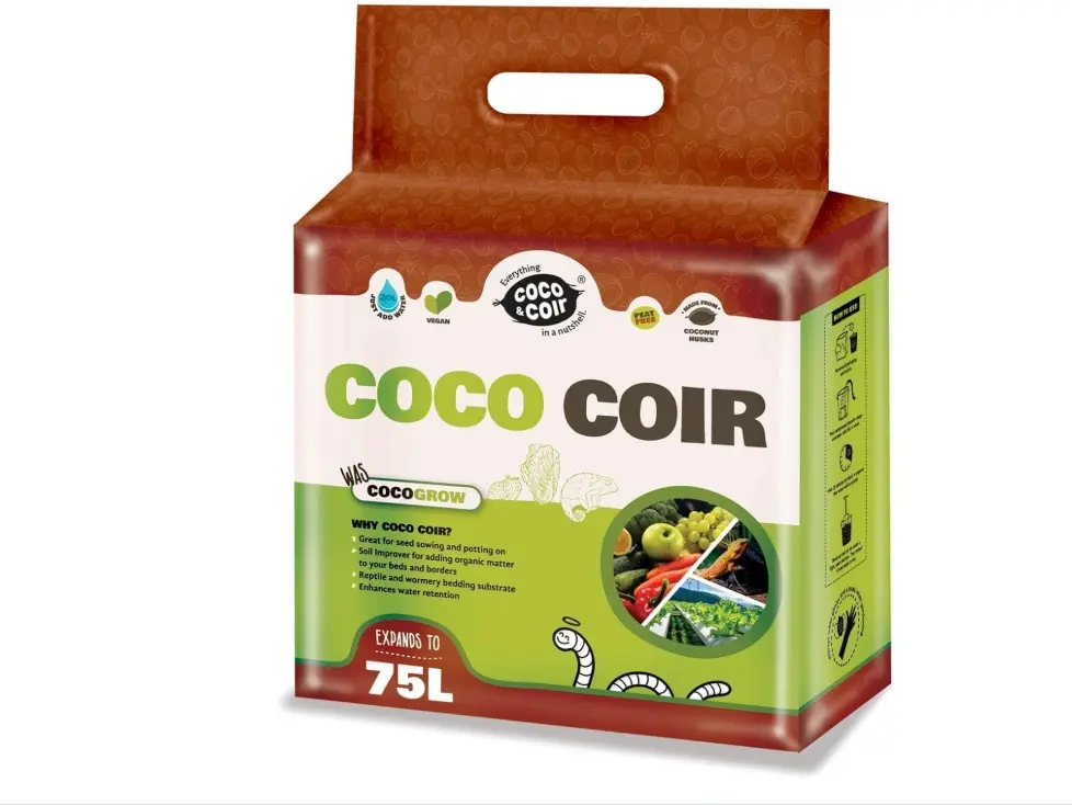 Organic Peat-free Coir Compost | Natural Coco Soil Potting Mix | Coconut Fibre Reptile Substrate Bedding - Coco Grow (75L)