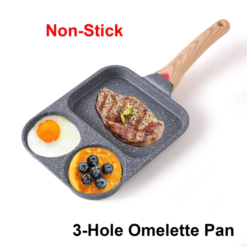 UK 3 in 1 Egg Frying Pan Nonstick Household Steak Frying Pan, Multifunctional Breakfast Pan Burger Pan, Non-stick Multi-purpose Omelette pan, Fried Egg Pan, Pancake Pan for Induction Cooker, Gas Stove, Electric Ceramic Stove 3