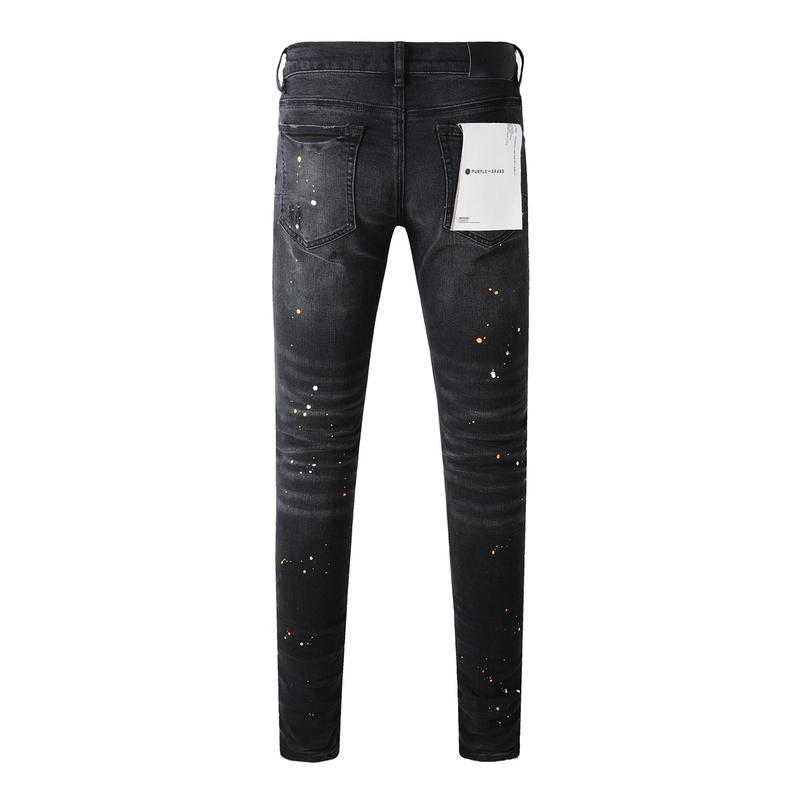 2025 New Fashion Trendy High Quality Jeans Classic Retro American High Street Painted Holes Black Washed Skinny Jeans Men 3