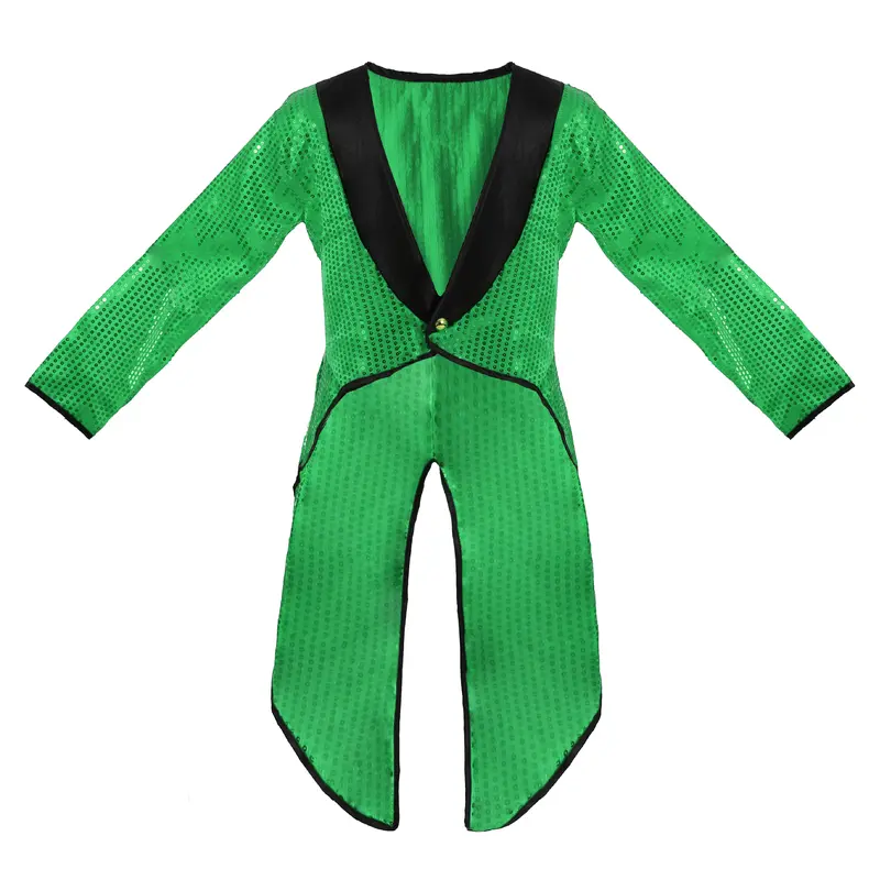Green Sequin Tailcoat & Satin Top Hat Irish st patricks day outfit Formal Leaprechaun Menswear Clothes Costumes Festive 4