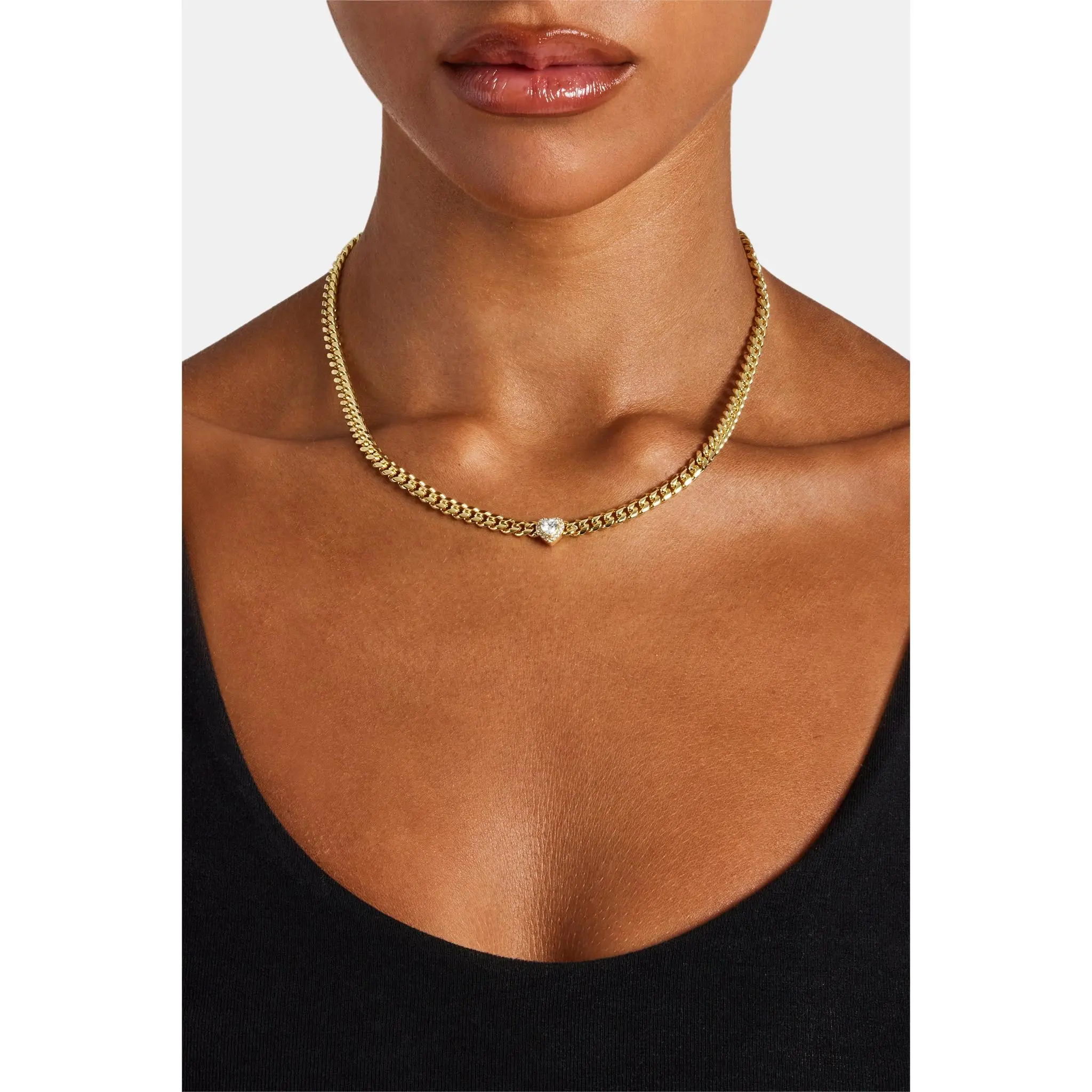 Clear Heart Cuban Chain - 5mm