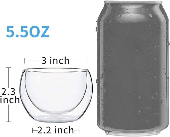 3-Pack 150ML Double Wall Thermo Insulated Glass Coffee Espresso Cups, 5 Ounce 1