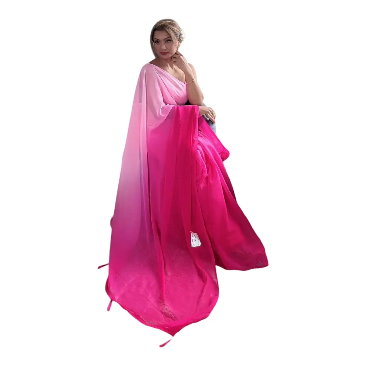 Alia Saree - Two Tone Light Georgette Material for Women's Casual Wear - Womenswear