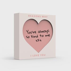 Reasons I Love You Slide Box - Use a pen to write up to 50 reasons why you love them - Valentine's Gift