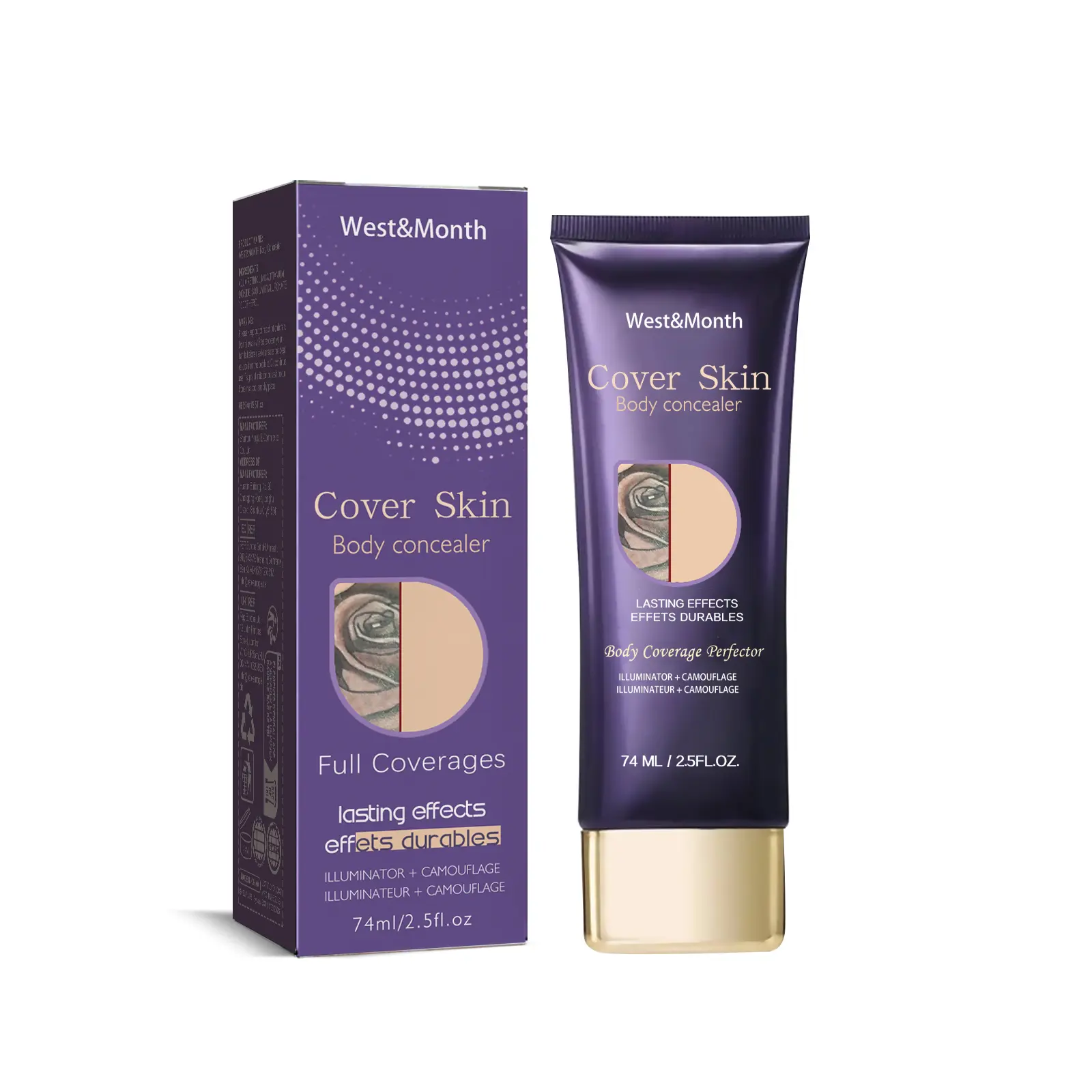 West&Month Body Concealer Waterproof Cover Tattoos Scars Birthmarks Invisible Body Concealer