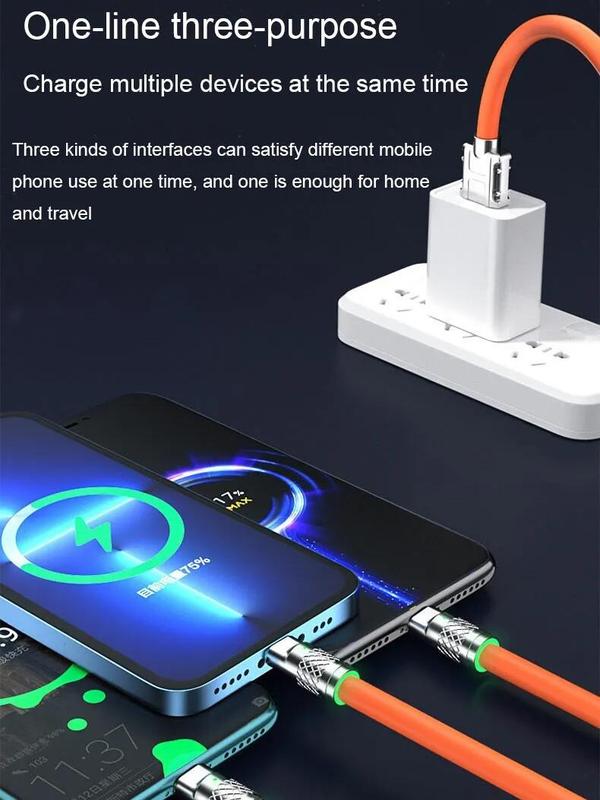3 in 1 Multi USB Charger Charging Cable Cord For USB-C Micro USB Android IPhone Alloy Connector 7