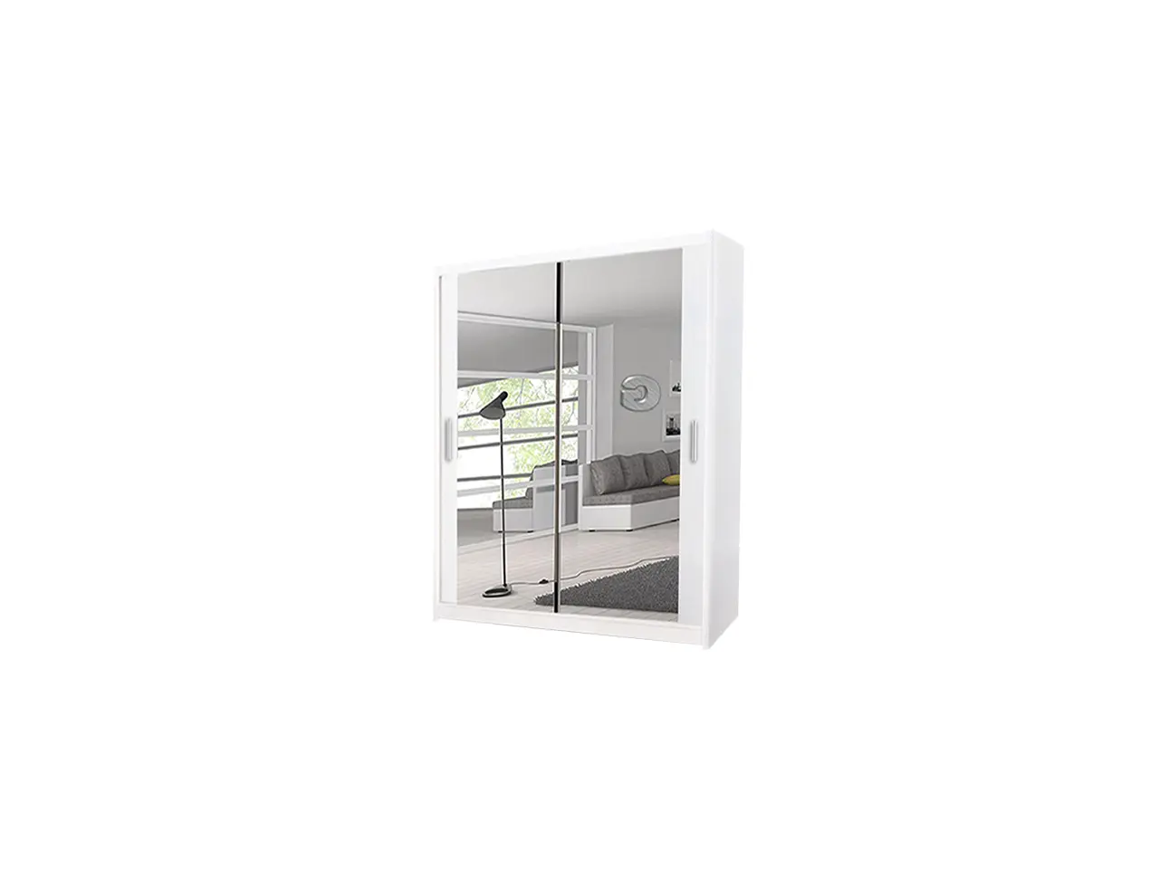 Modern Double Full Mirror Sliding Door Wardrobe In 4 Color and 6 Sizes