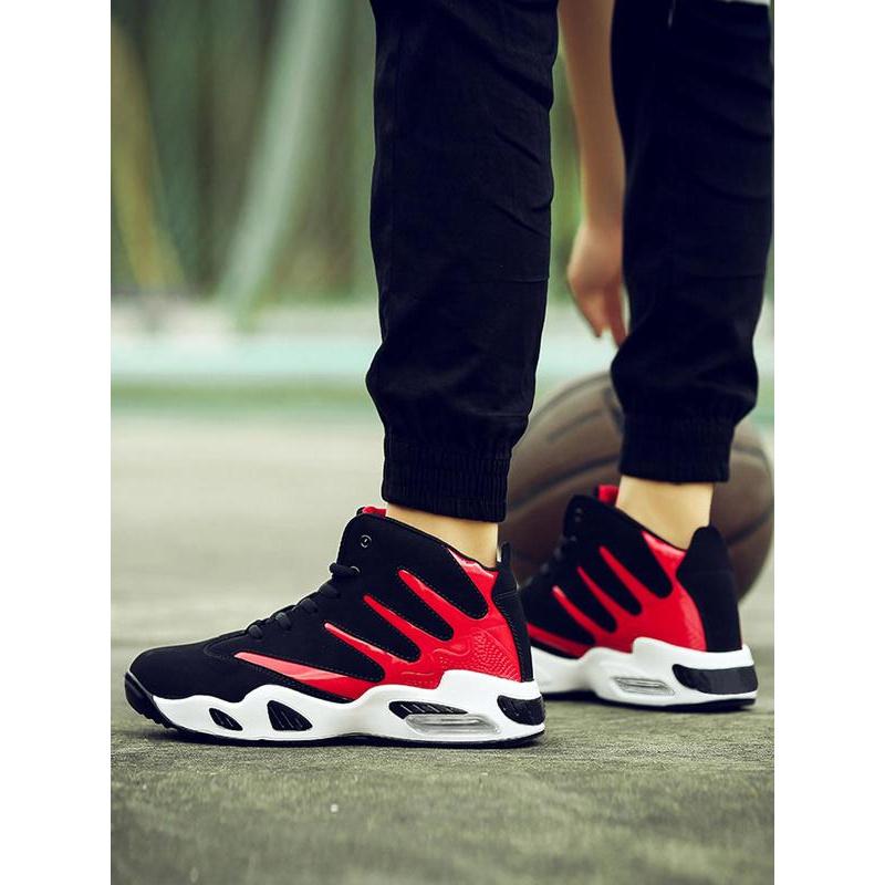 Men's 2024 New Arrival Summer Colorblock Lace Up Front Basketball Shoes, Casual Comfortable High Top Sneakers for Outdoor Sports, Running Shoes for All Seasons Bounciest Basketball Shoes,  High Top Tracks 4