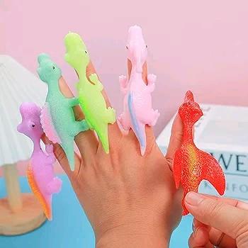 BAIYSFFG Slingshot Dinosaur Finger Toys - Pack of 10, Stretchy Flying Dinosaur Toys for Kids, Unisex Party Favors and Goodie Bag Fillers 4