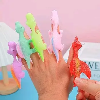 BAIYSFFG Slingshot Dinosaur Finger Toys - Pack of 10, Stretchy Flying Dinosaur Toys for Kids, Unisex Party Favors and Goodie Bag Fillers 4