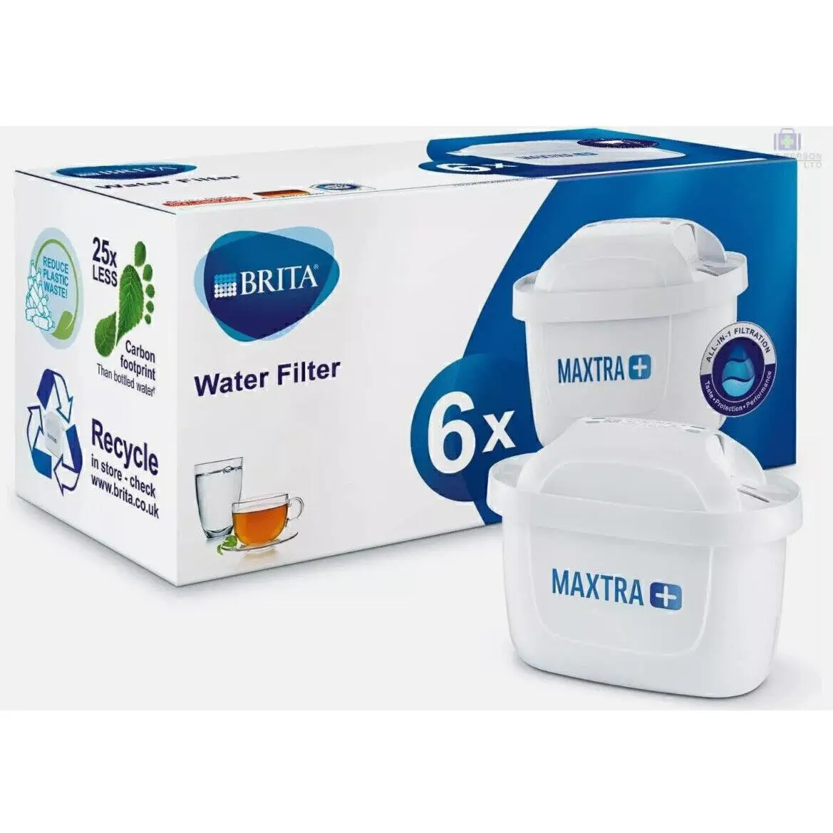 BRITA Maxtra+ Water Filter Cartridges, Pack of 6 - Reduce Impurities, Chlorine, PFAS, Pesticides and Limescale for Better Taste