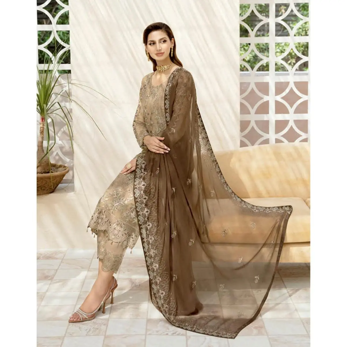 (335) Ramsha Chevron Luxury Chiffon Collection Ready-Made Suit Volume 9